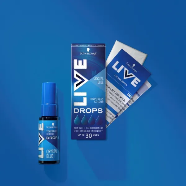 Schwarzkopf Live Drops dočasná farba krišťálovo modrá 30 ml