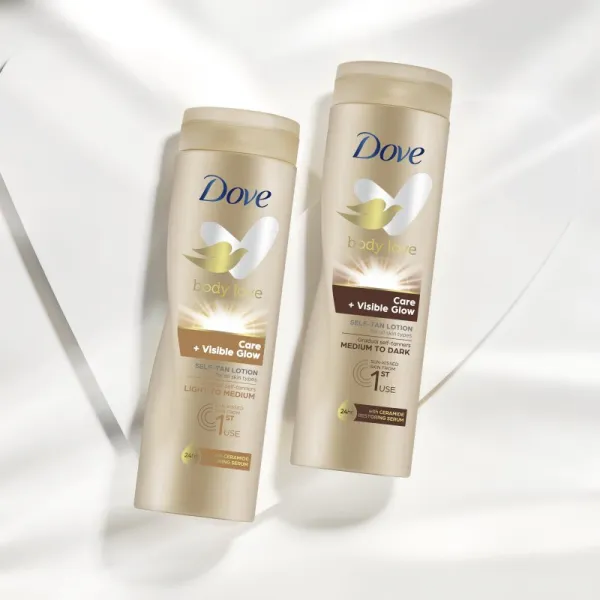 Dove Body Love samoopalovacie mlieko na telo odtieň Light to Medium 250 ml