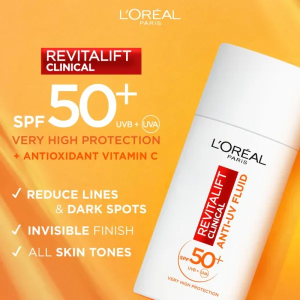 L’Oréal Paris Revitalift Clinical denný pleťový fluid s SPF 50+ a vitamínom C SPF 50+ 50 ml