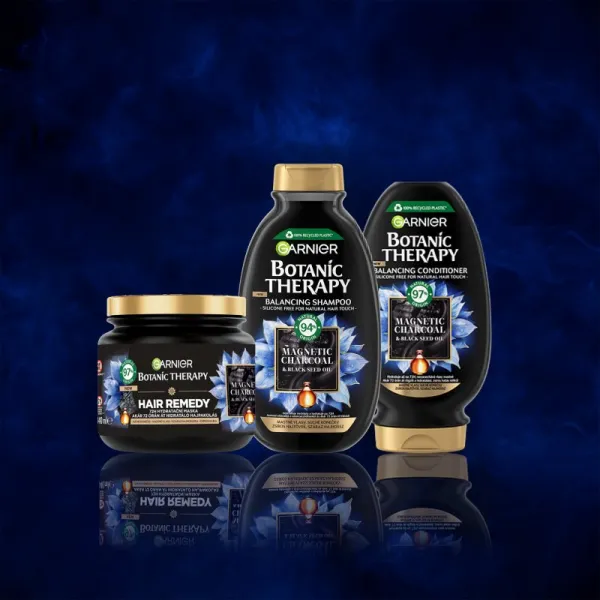 Garnier Botanic Therapy Magnetic Charcoal šampón pre mastnú vlasovú pokožku a suché končeky 250 ml