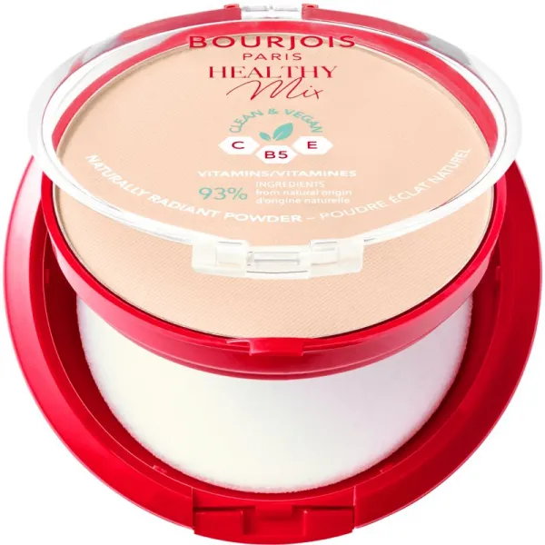 Bourjois Healthy Mix zmatňujúci púder pre žiarivý vzhľad pleti odtieň 01 Ivory 10 g