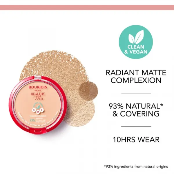 Bourjois Healthy Mix zmatňujúci púder pre žiarivý vzhľad pleti odtieň 05 Sand 10 g