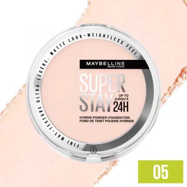 MAYBELLINE NEW YORK SuperStay 24H Hybrid Powder-Foundation kompaktný púdrový make-up pre matný vzhľad odtieň 05 9 g