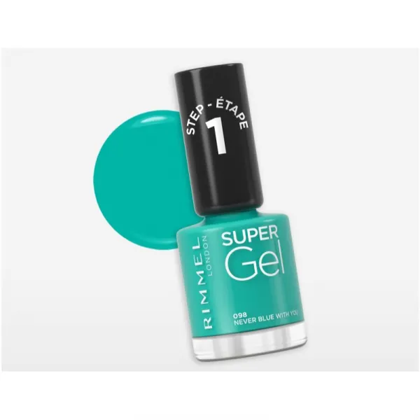Rimmel Super Gel gélový lak na nechty bez použitia UV/LED lampy odtieň 098 Never Blue With You 12 ml
