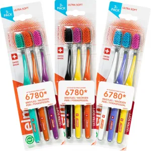Elmex Swiss Made zubné kefky ultra soft Yellow + Blue + White 3 ks