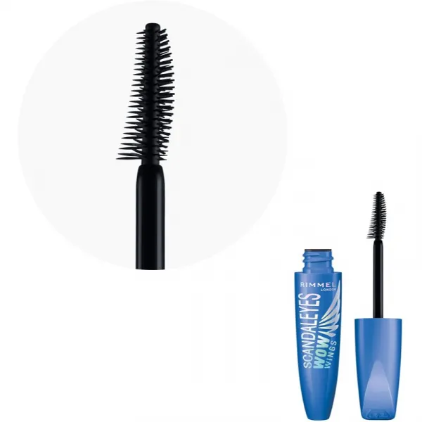 Rimmel ScandalEyes WOW Wings vodeodolná riasenka pre objem a natočenie rias odtieň Black 12 ml