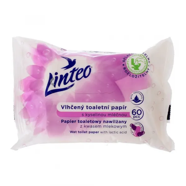 Linteo vlhčený toaletný papier s kyselinou mliečnou 60ks 1balenie