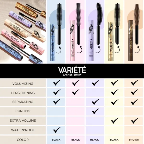 Eveline Cosmetics Variété Oh! Pretty objemová a predlžujúca riasenka Black 10 ml