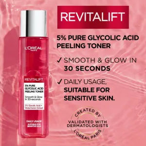 L’Oréal Paris Revitalift Glycolic peeling toner exfoliačné čistiace tonikum 180 ml