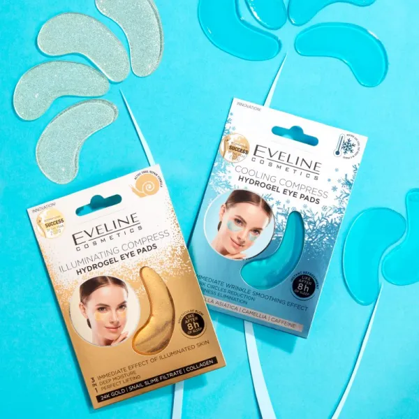 Eveline Cosmetics Gold Illuminating Compress hydrogélová maska na očné okolie s extraktom zo slimáka 2 ks