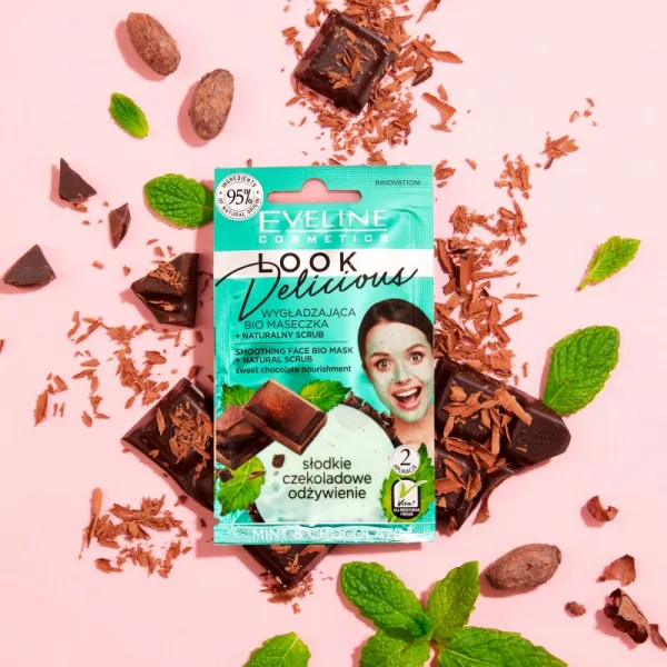 Eveline Cosmetics Look Delicious Mint & Chocolate hydratačná vyhladzujúca maska s čokoládou 10 ml