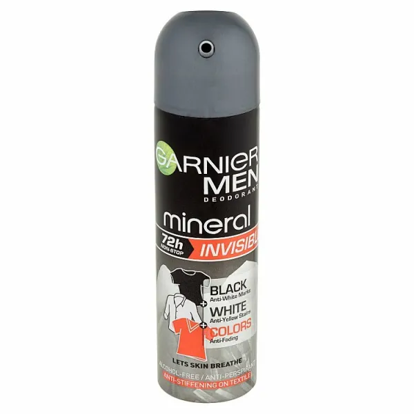 GARNIER MEN MINERAL INVISIBLE ANTI-MARKS/STAINS/FADING antiperspirant v spreji pre mužov s neviditeľ