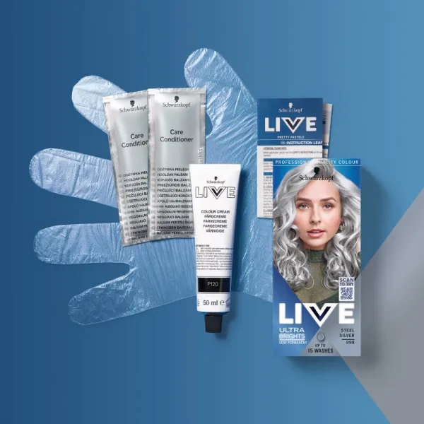 Schwarzkopf LIVE Ultra Brights or Pastel semi-permanentná farba odtieň 98 Steel Silver 1 ks