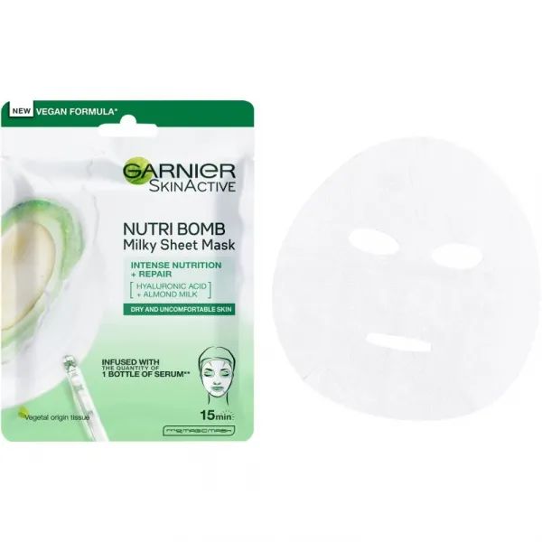 Garnier Skin Naturals Nutri Bomb vyživujúca plátienková maska pre suchú pleť 32 g