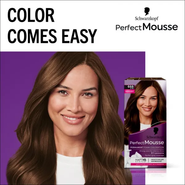 Schwarzkopf Perfect Mousse Farba na vlasy orieškový 668 (6-68)