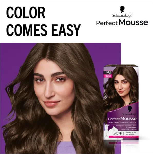 Schwarzkopf Perfect Mousse Farba na vlasy strednehnedý 500 (5-0)