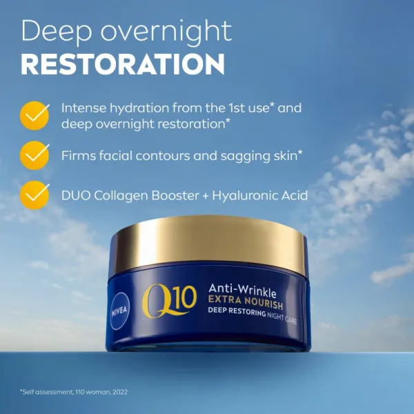 Nivea Q10 Extra Nourish Anti-Wrinkle výživný nočný krém proti vráskam 50 ml