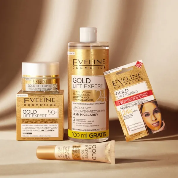 Eveline Cosmetics Gold Lift Expert denný a nočný krém proti vráskam 50+ 50 ml