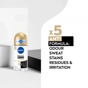 Nivea Invisible Black & White Silky Smooth guličkový antiperspirant pre ženy 50 ml