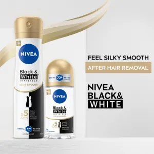 Nivea Invisible Black & White Silky Smooth guličkový antiperspirant pre ženy 50 ml