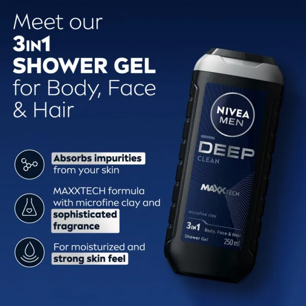Nivea Men Deep sprchový gél pre mužov 250 ml