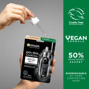 Garnier Skin Naturals Pure Charcoal čierna textilná maska s extraktom z morských rias 28 g
