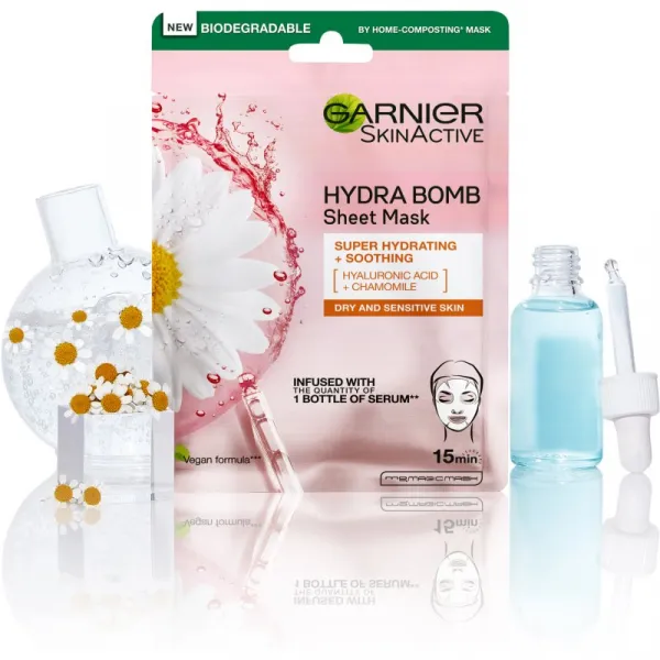 Garnier Skin Naturals Moisture+Comfort super hydratačná upokojujúca textilná maska pre suchú až citlivú pleť 28 g