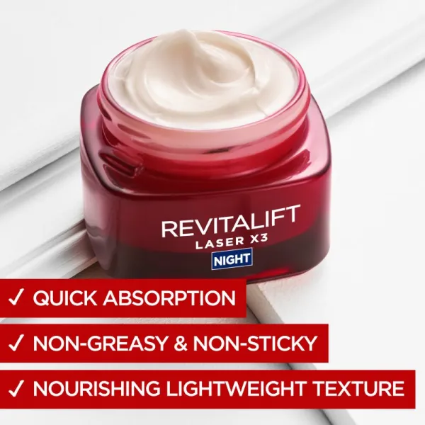 L’Oréal Paris Revitalift Laser X3 nočný regeneračný krém proti starnutiu pleti 50 ml