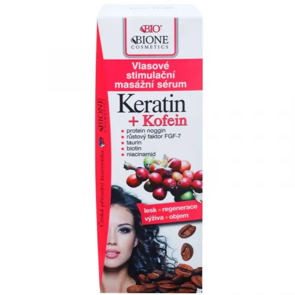 Bione Cosmetics Keratin + Kofein sérum pre rast vlasov a posilnenie od korienkov 215 ml