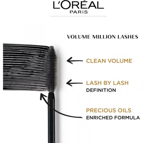 L’Oréal Paris Volume Million Lashes Extra Black riasenka predlžuje a zhusťuje mihalnice odtieň Black 9 ml