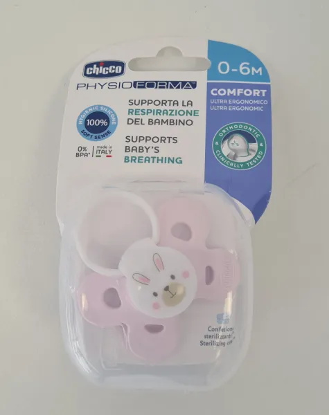 CHICCO Cumlík Physio Comfort silikónové 0-6m dievča - zajačik 1 ks