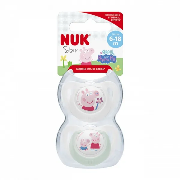 Cumlík  NUK Star Peppa Pig 6-18m  2 ks 6-18 m