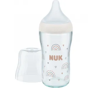 NUK Perfect Match Glass Bottle sklenená dojčenská fľaša s kontrolou teploty 3m+ 230 ml