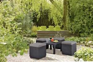 KETER Taburetka STOOL CUBE | hnedá/sivohnedá poduška