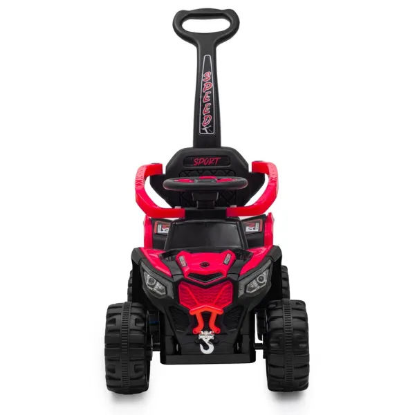 Detské elektrické odrážadlo Baby Mix Ruggy s vodiacou tyčou červené