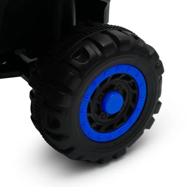 Detské elektrické odrážadlo Baby Mix Ruggy s vodiacou tyčou modré
