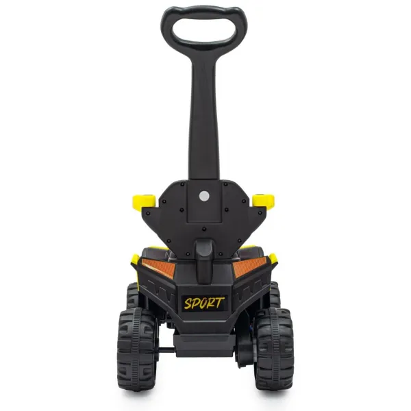 Detské elektrické odrážadlo Baby Mix Ruggy s vodiacou tyčou žlté