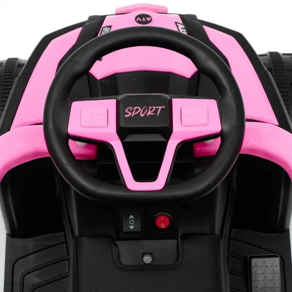 Detské elektrické odrážadlo Baby Mix Ruggy s vodiacou tyčou baby pink