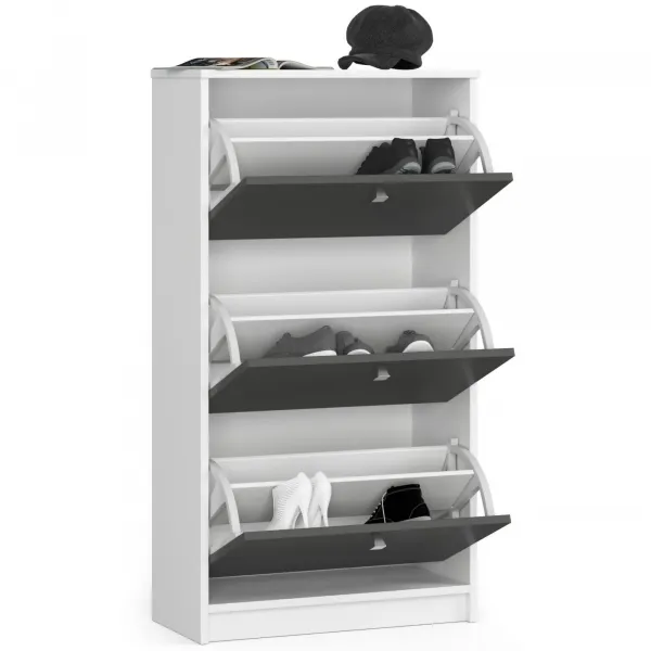 Ak furniture Výklopný stojan na topánky Luso III 60 cm biely/grafitový