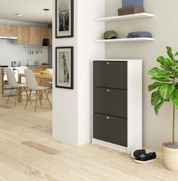 Ak furniture Výklopný stojan na topánky Luso III 60 cm biely/grafitový