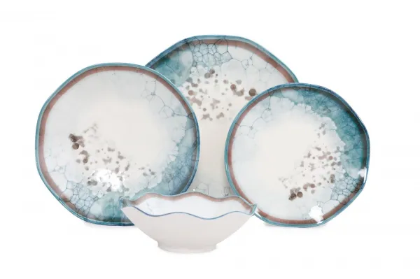 Hermia Porcelánová sada 24 ks talířů Abstract I bílá/modrá