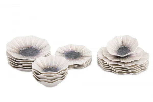 Hermia Porcelánová sada 24 ks talířů Abstract bílá/modrá