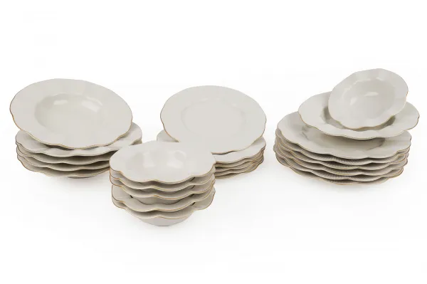 Hermia Porcelánová sada 24 ks talířů Creamy Gold bílá/zlatá