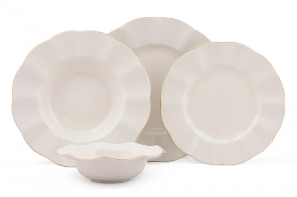 Hermia Porcelánová sada 24 ks talířů Creamy Gold bílá/zlatá