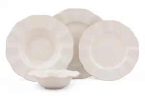 Hermia Porcelánová sada 24 ks talířů Creamy Gold bílá/zlatá