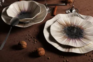 Hermia Porcelánová sada 24 ks talířů Abstract bílá/modrá