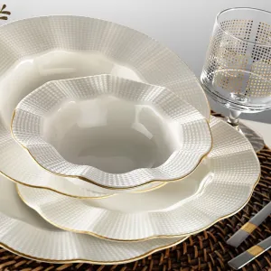 Hermia Porcelánová sada 24 ks talířů Creamy Gold bílá/zlatá