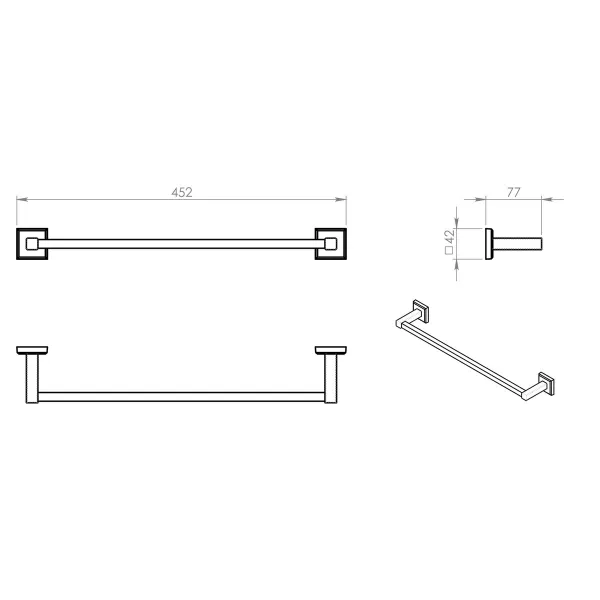 COLORADO držiak uterákov 450x80mm, chróm 692145