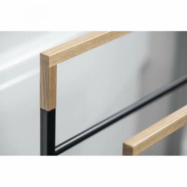 SKA stojan na uteráky 550x800x200mm, čierna mat / dub SKA308