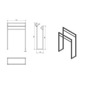 SKA stojan na uteráky 550x790x200mm, čierna mat SKA301